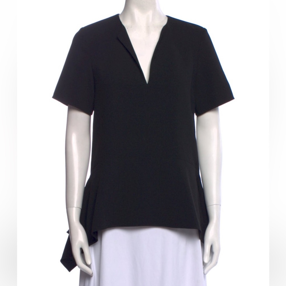 T by Alexander Wang Black Asymmetrical Short Sleeve Blouse